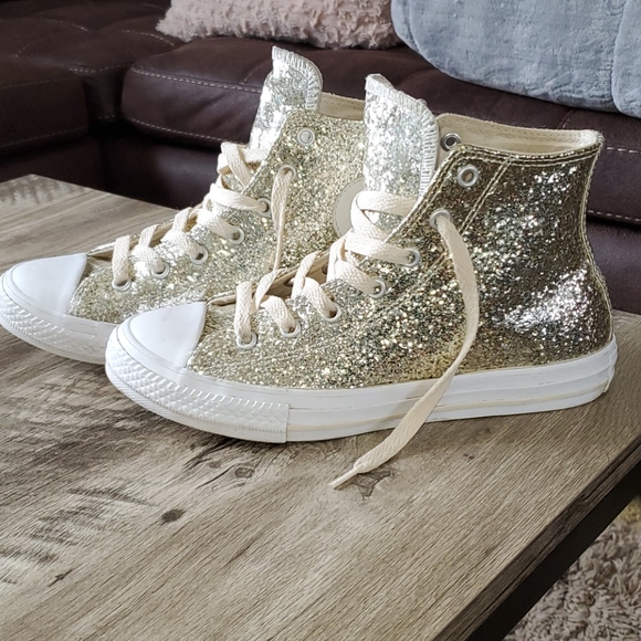 gold glitter converse womens